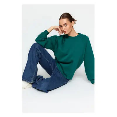 Trendyol Emerald Relaxed Fit Basic Raglan Sleeve Crew nyakú kötött pulóver