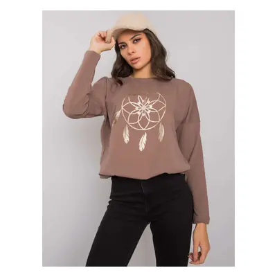 RUE PARIS Brown long sleeve blouse