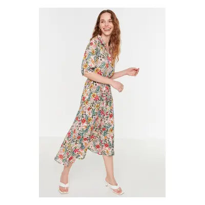 Női ruha Trendyol MultiColored BeltEd Shirt Dress