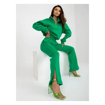 Green tracksuit basic set with short sweatshirt