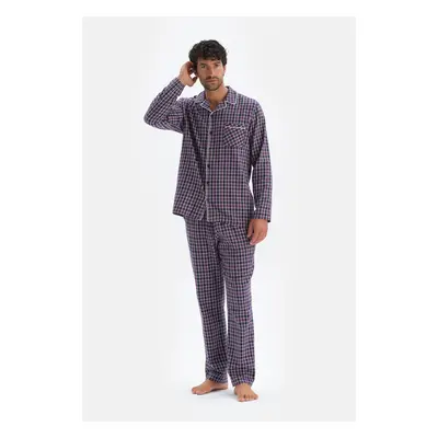 Dagi Navy Blue Plaid Pajamas Set