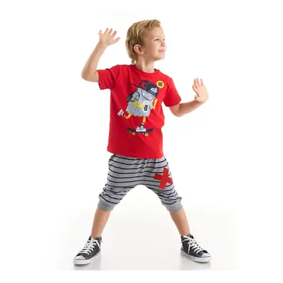 Denokids Hi Skateboard Boy T-shirt Capri Shorts Set