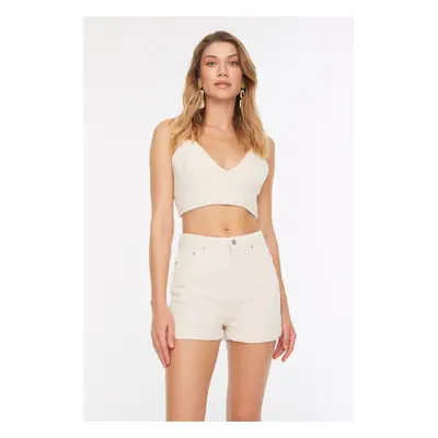 Trendyol Stone High Waist Denim Shorts