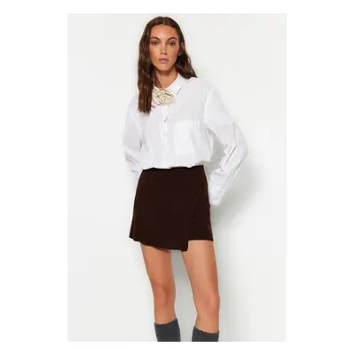 Trendyol Brown Fitted Mini Shorts Knitwear Skirt