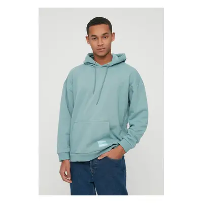 Trendyol Mint Oversize/Wide Cut Hooded Fleece Inside/Warm Sweatshirt