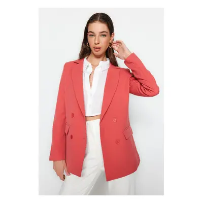 Trendyol Red Regular Lined Double Breasted Closure Woven Blazer Jacket