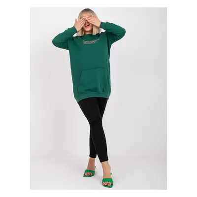 Dark green plus size sweatshirt with long sleeves Desiree