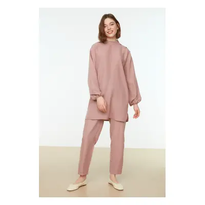 Trendyol Dried Rose Shoulder Detailed Tunic-Pants Woven Suit