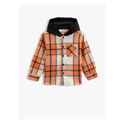 Koton Lumberjack Hoodie with Pocket Detailed Long Sleeve