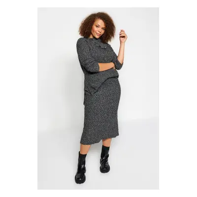 Trendyol Curve Anthracite Collar Detailed Slit Knitwear Bottom and Top Set