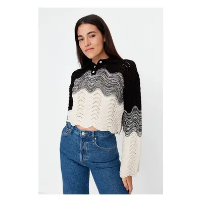 Trendyol Black Crop kötöttáru pulóver