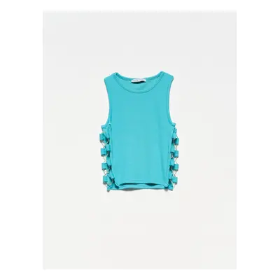 Dilvin Ring Detailed Crop Top-c.turquoise