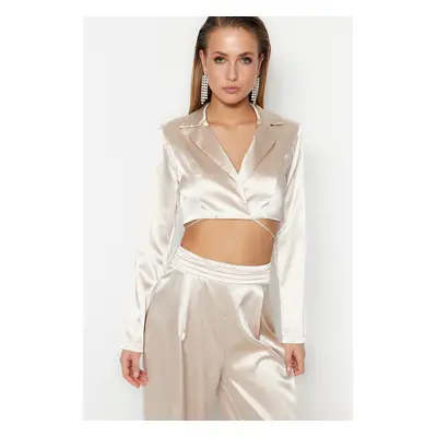 Trendyol Beige Lined Woven Piping Satin Jacket