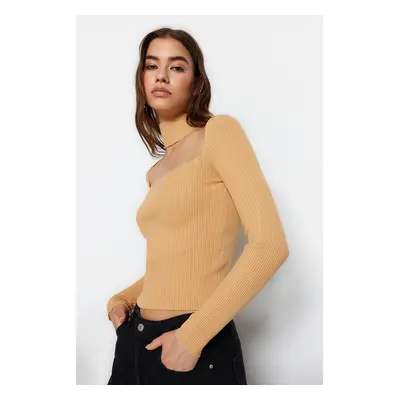 Trendyol Beige Choker Collar Knitwear Sweater