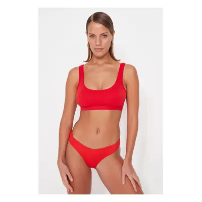 Trendyol Red Bralette texturált bikini felső