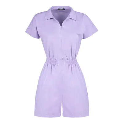 Trendyol Lilac Elastic Waist Wide Leg Mini Woven Jumpsuit