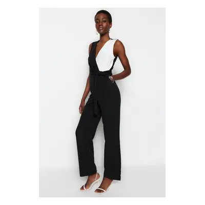 Trendyol Black Maxi Ecru Collar Detailed Woven Jumpsuit