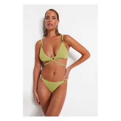 Trendyol Green Accessorized normál lábú bikini alsók