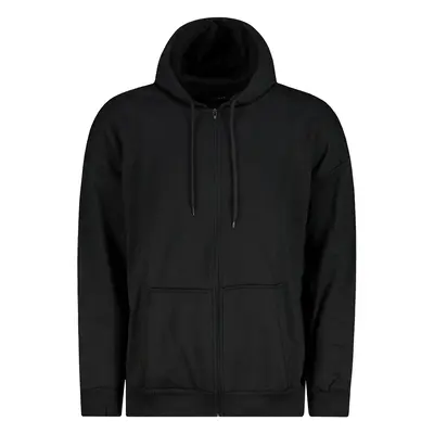 Trendyol Black Oversize/Wide Cut Hooded Zippered Sweatshirt-Cardigan