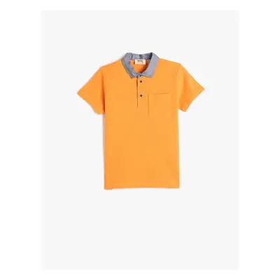 Koton Polo-Neck T-Shirt Short Sleeved One Pocket Detailed Cotton.