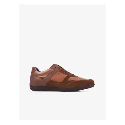 Brown men's sneakers with suede details Geox