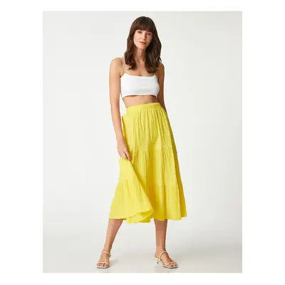 Koton Tiered Midi Skirt with Elastic Waist