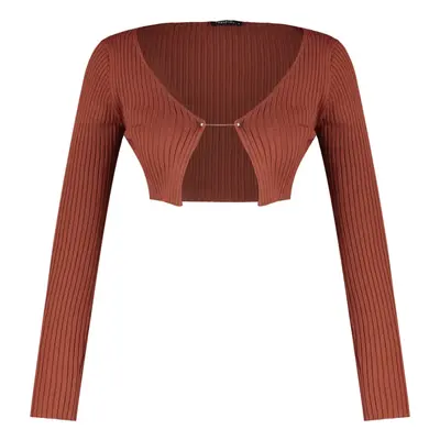 Trendyol Brown Crop Knitwear Cardigan