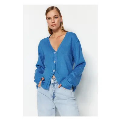 Trendyol Blue Wide Fit puha texturált kötöttáru Cardigan