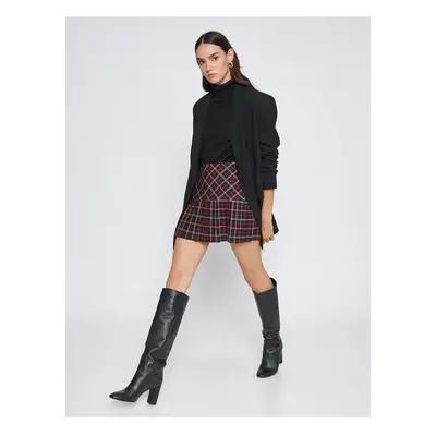 Koton Plaid Pleated Mini Skirt