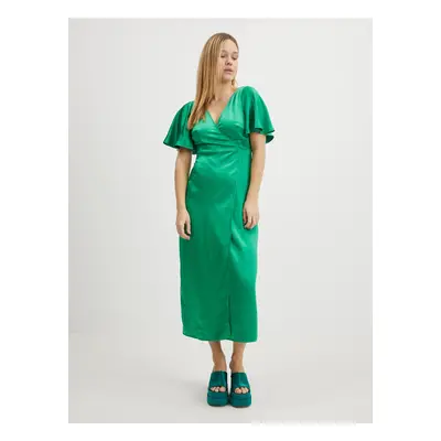 Green Ladies Satin Midishats VILA Sateeny - Ladies