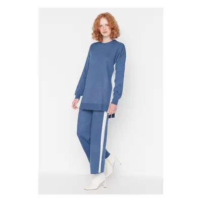 Trendyol Indigo Stripe Detailed Sweater-Pants Knitwear Set