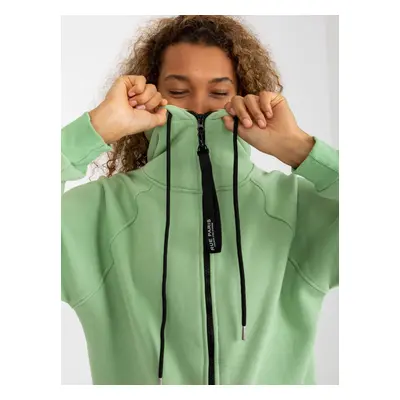 Light green long zippered base sweatshirt with pockets RUE PARIS