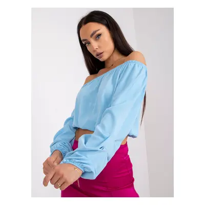 Light blue smooth Spanish blouse with long sleeves by Nineli