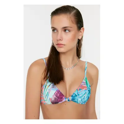 Trendyol Floral Patterned Knot Detailed Bikini Top