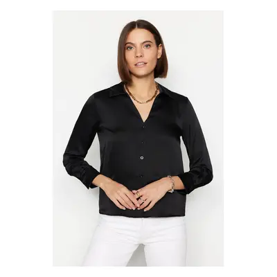 Trendyol Black Basic Woven Satin Shirt