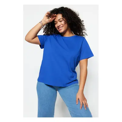 Trendyol Curve Saks Basic Crew Neck 100% Cotton Knitted T-Shirt