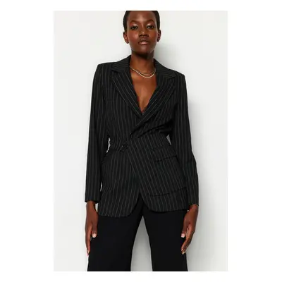 Trendyol Black Premium Fitted Lined Woven Blazer Jacket