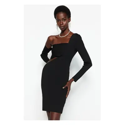 Trendyol Black Fit Window / Cut Knitwear Out Detail elegáns estélyi ruha