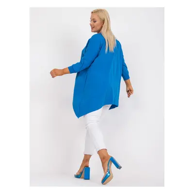 Dark blue tunic of larger size with 3/4 sleeves