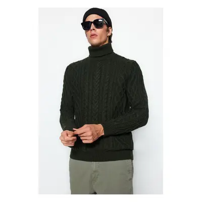 Trendyol Khaki Slim Fit Turtleneck Hair Knitted Knitwear Sweater