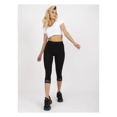 Black 3/4 sports leggings with lace