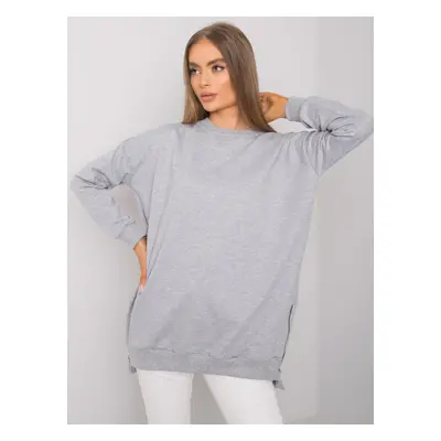 Lady's grey melange tunic with zip closure