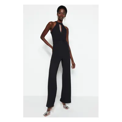 Trendyol Black Woven Jumpsuit with Shiny Stones