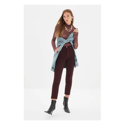 Trendyol Burgundy High Waist Mom Fit Farmer