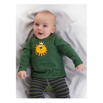 Denokids Lion Baby Boy Green T-shirt