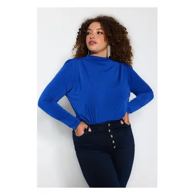 Trendyol Curve Sax Sleeves Padded Knitted Blouse