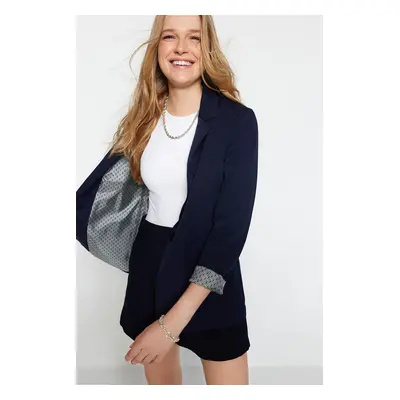 Trendyol Navy Blue Regular Lining Detailed Woven Blazer Jacket