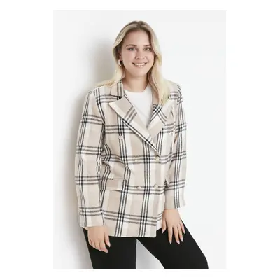 Trendyol Curve Plus Size Jacket - Brown - Regular fit