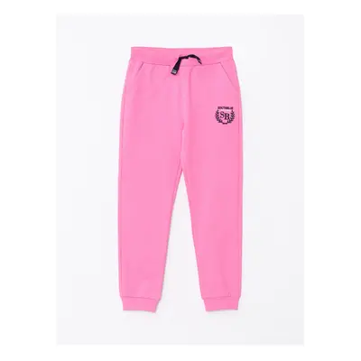 LC Waikiki Girls' Joggers Sweatpants with Elastic Waist and Embroidery