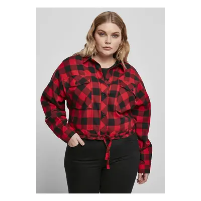 Women's short oversized shirt black/red